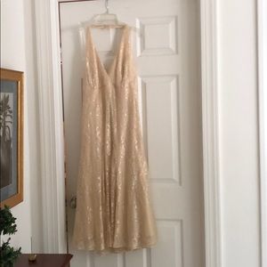 Halter beaded dress with flare midi skirting